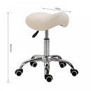 HOMCOM Faux Leather Height Adjustable Cosmetic Saddle Stool Beige