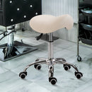 HOMCOM Faux Leather Height Adjustable Cosmetic Saddle Stool Beige