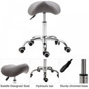 HOMCOM Faux Leather Height Adjustable Cosmetic Saddle Stool - Grey