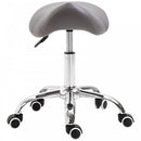 HOMCOM Faux Leather Height Adjustable Cosmetic Saddle Stool - Grey