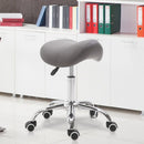 HOMCOM Faux Leather Height Adjustable Cosmetic Saddle Stool - Grey