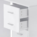 High Gloss 4 Drawers Table Vanity Dressing Drawer Computer PC Study Desk Office Furniture-White