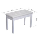 Faux Leather Piano Stool Bench Storage Compartment Solid Wood - White