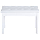 Faux Leather Piano Stool Bench Storage Compartment Solid Wood - White