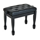 Wood Piano Stool Seat Keyboard Bench Classic Digital Padded Solid Faux Leather Height Adjustable-Black