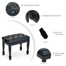 Wood Piano Stool Seat Keyboard Bench Classic Digital Padded Solid Faux Leather Height Adjustable-Black