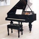 Wood Piano Stool Seat Keyboard Bench Classic Digital Padded Solid Faux Leather Height Adjustable-Black