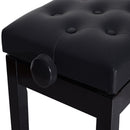 Wood Piano Stool Seat Keyboard Bench Classic Digital Padded Solid Faux Leather Height Adjustable-Black