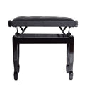 Wood Piano Stool Seat Keyboard Bench Classic Digital Padded Solid Faux Leather Height Adjustable-Black