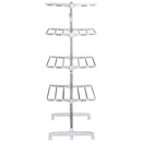4 Layers Folding Cloth Hanger Stand Rail Adjustable Garment Rack W/Wheels-White/Silver