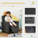 Single Seater Kids Sofa Chair with Footrest Recliner Upholstered Armchair for Children Playroom Bedroom Living room, Grey Linen