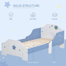 Kids Toddler Wooden Bed Round Edged with Guardrails Stars Image 143 x 74 x 59 cm Blue 59cm