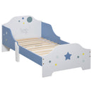 Kids Toddler Wooden Bed Round Edged with Guardrails Stars Image 143 x 74 x 59 cm Blue 59cm