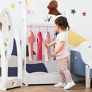 HOMCOM Wood Clothes Rack Hall Tree With Storage Shelves Children Garment Rack Freestanding Wardrobe For 3-8 Years Toddler, White 1-4