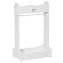 HOMCOM Wood Clothes Rack Hall Tree With Storage Shelves Children Garment Rack Freestanding Wardrobe For 3-8 Years Toddler, White 1-4