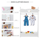 HOMCOM Wood Clothes Rack Hall Tree With Storage Shelves Children Garment Rack Freestanding Wardrobe For 3-8 Years Toddler, White 1-4