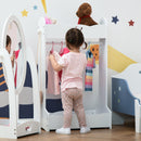 HOMCOM Wood Clothes Rack Hall Tree With Storage Shelves Children Garment Rack Freestanding Wardrobe For 3-8 Years Toddler, White 1-4