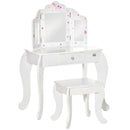 HOMCOM Kids Vanity Table & Stool - White