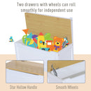 Pine Wood Kids 4Pc Wooden Furniture Set Children Table 2 Chairs Toy Storage Bench Seat-oak/White