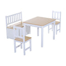 Pine Wood Kids 4Pc Wooden Furniture Set Children Table 2 Chairs Toy Storage Bench Seat-oak/White