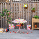 Outsunny Kids Folding Picnic Table and Chairs Set Color Stripes Outdoor w/ Parasol
