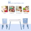 Kids Table & Chairs Set - 3 Pieces 1 Table 2 Chairs Toddler Wooden Multi-usage Easy Assembly Star Image Ornament Blue and White Pcs