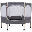 Kids 50-inch Outdoor Trampoline with Safety Enclosure Net and Spring Pad Grey