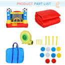 Outsunny Kids Bouncy Castle House Inflatable Trampoline with Blower for Kids Age 3-12 Football Field Design