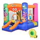 Outsunny Kids Bounce Castle House Inflatable Trampoline Slide Basket with Inflator for Kids Age 3-12 Monster Design w/ Carrybag