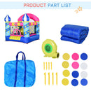 Outsunny Kids Bounce Castle House Inflatable Trampoline Basket with Inflator for Age 3-12 Castle Stars Design