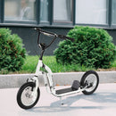 HOMCOM Youth Scooter Front and Rear Caliper Dual Brakes 12-Inch Inflatable Front Wheel Ride On Toy For Age 5+ Kick
