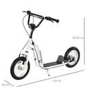 HOMCOM Youth Scooter Front and Rear Caliper Dual Brakes 12-Inch Inflatable Front Wheel Ride On Toy For Age 5+ Kick
