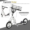 HOMCOM Youth Scooter Front and Rear Caliper Dual Brakes 12-Inch Inflatable Front Wheel Ride On Toy For Age 5+ Kick