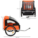 Trailer for Kids Steel Frame Children's 2-Seater Bike Trailer - Orange