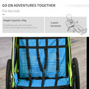 2 In 1 Trailer for Kids Child Bike Trailer Foldable Baby Stroller 2-Seater Transport Carrier with Adjustable Handlebar Storage Bag Reflector Flag Green 2-Seat w/