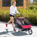 HOMCOM Collapsible Bike Trailer 2-Seater Child Stroller Baby Jogger with Pivot Wheel-Red