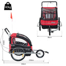 HOMCOM Collapsible Bike Trailer 2-Seater Child Stroller Baby Jogger with Pivot Wheel-Red