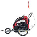 HOMCOM Collapsible Bike Trailer 2-Seater Child Stroller Baby Jogger with Pivot Wheel-Red