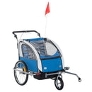Elite 2-In-1 Bike Trailer for Kids Three-Wheel Bicycle Cargo Trailer & Jogger with 2 Safety Harnesses & Large Storage, Blue II Double Baby Bike Stroller Child Kids
