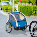 Elite 2-In-1 Bike Trailer for Kids Three-Wheel Bicycle Cargo Trailer & Jogger with 2 Safety Harnesses & Large Storage, Blue II Double Baby Bike Stroller Child Kids