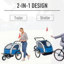 Elite 2-In-1 Bike Trailer for Kids Three-Wheel Bicycle Cargo Trailer & Jogger with 2 Safety Harnesses & Large Storage, Blue II Double Baby Bike Stroller Child Kids