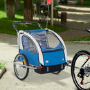 Elite 2-In-1 Bike Trailer for Kids Three-Wheel Bicycle Cargo Trailer & Jogger with 2 Safety Harnesses & Large Storage, Blue II Double Baby Bike Stroller Child Kids