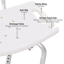 HOMCOM Adjustable Non-Slip Shower and Bath Chair, 55Wx50.6Dx67.5-85.5H cm-Cream White