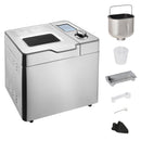 HOMCOM Bread Maker 25 in 1 9 KG Capacity Programmable Stainless Steel Dough Maker with Auto Fruit Nut Dispenser Nonstick Pan 3 Loaf Sizes 3 Crust Colours Keep Warm Time Delay, 550W 0.9KG
