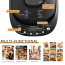 HOMCOM Break Maker Digital 550W 12-in-1 Programmed Bread Machine with 13-Hour Delay Timer 60 Minutes Keep Warm Function Non-stick Pan 3 Crust Colors 2 Loaf Size Black Timing and Warming
