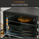 HOMCOM Convection Mini Oven 21 L, Countertop Electric Grill, Toaster Oven with Adjustable Temperature, Timer, Baking Tray and Wire Rack, 1400W Grill Temp - Black
