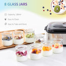 HOMCOM Yoghurt Maker with 7 180ml Glass Jars, Stainless Steel Yogurt Machine with Timer, Adjustable Thermostat and LCD Display for Healthy Homemade Desserts w/ Jars Yougurt Timer Temperature Silver