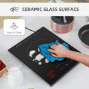 HOMCOM Induction Hob Portable Induction Cooker 2000W Single Hot Plate Electric Cooktop with 8 Power & Temperature Levels 4H Timer Child Lock Sensor Touch LED Display Ceramic Glass Panel