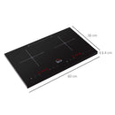 HOMCOM Portable Induction Hob Double Induction Cooker 2800W Twin Hot Plate Electric Cooktop with 8 Power & Temperature Levels 4H Timer Child Lock Sensor Touch LED Display Crystal Glass w/