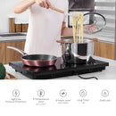 HOMCOM Portable Induction Hob Double Induction Cooker 2800W Twin Hot Plate Electric Cooktop with 8 Power & Temperature Levels 4H Timer Child Lock Sensor Touch LED Display Crystal Glass w/